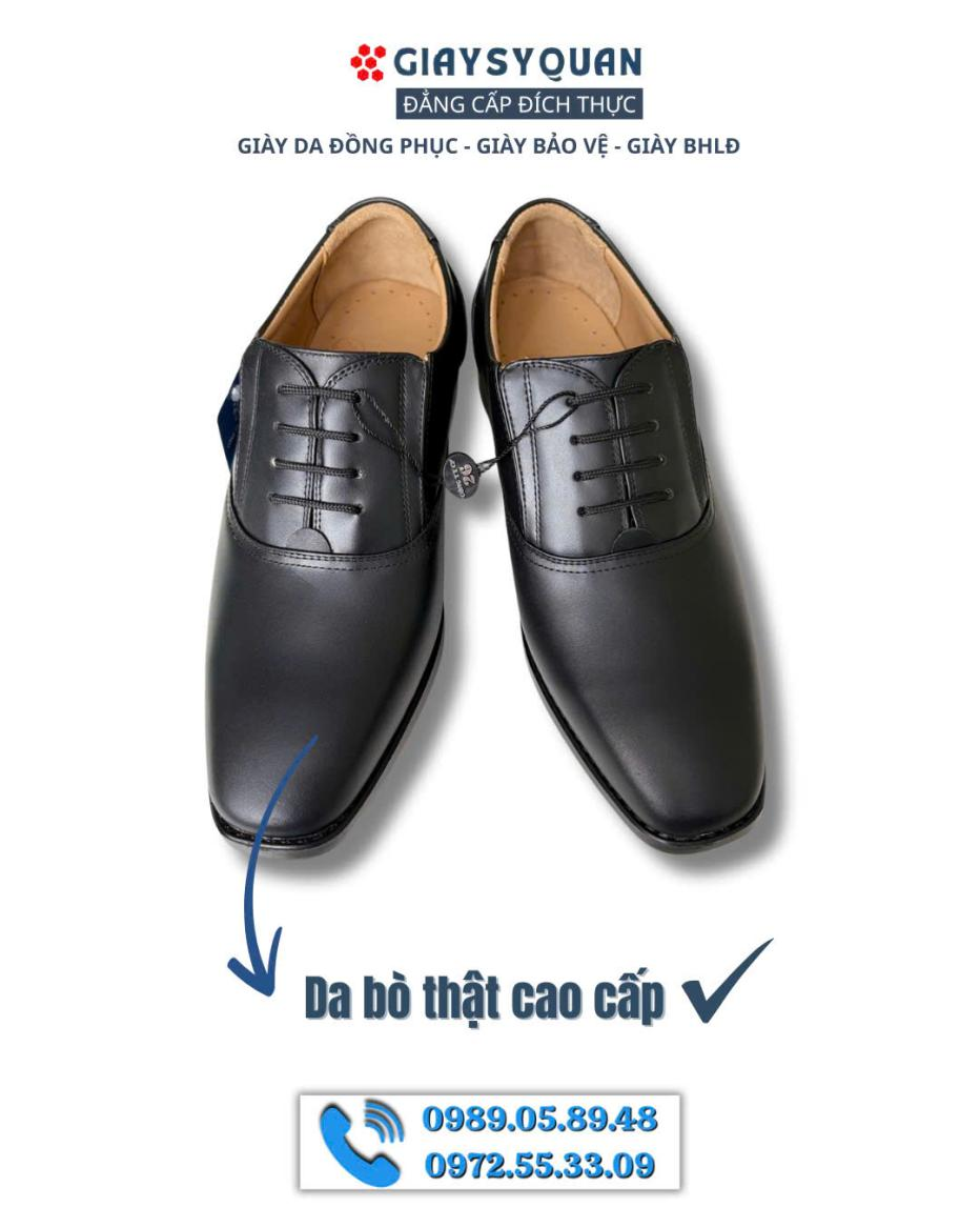 Giày sĩ quan cấp tướng đế vàng G20-02 của Công ty Cổ phần 26 được làm từ da bò thật 100%