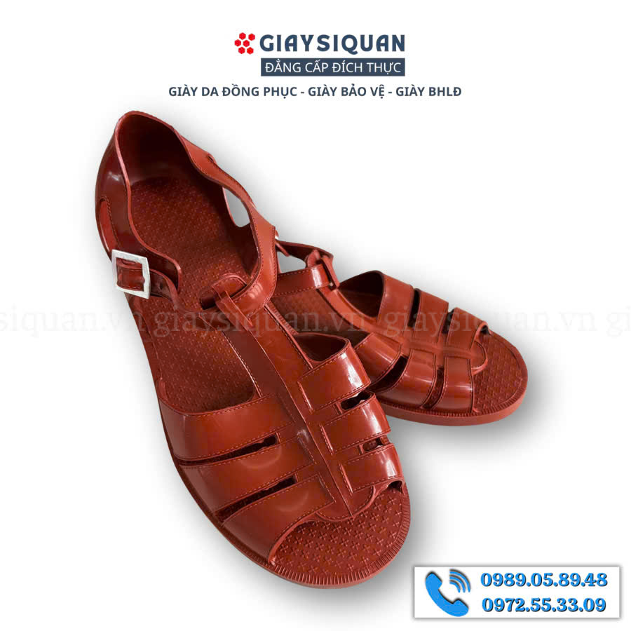 Dép rọ quân đội ASECO bằng nhựa PVC dẻo dai, chống nước, khóa gài chắc chắn.